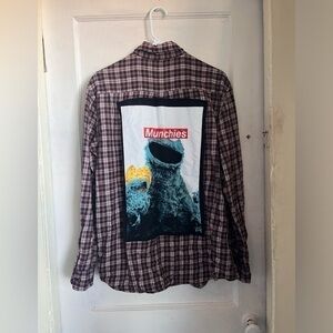 Custom Cookie Monster Sesame Street Flannel Short Size Large